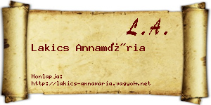 Lakics Annamária névjegykártya